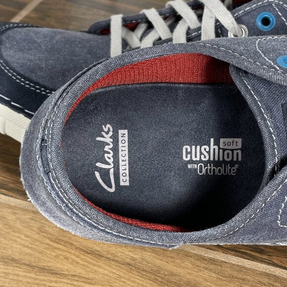 Clarks Kornel Row Mens Size 11 Shoes Blue Canvas Suede Lace Up Casual Sneaker - Picture 11 of 13